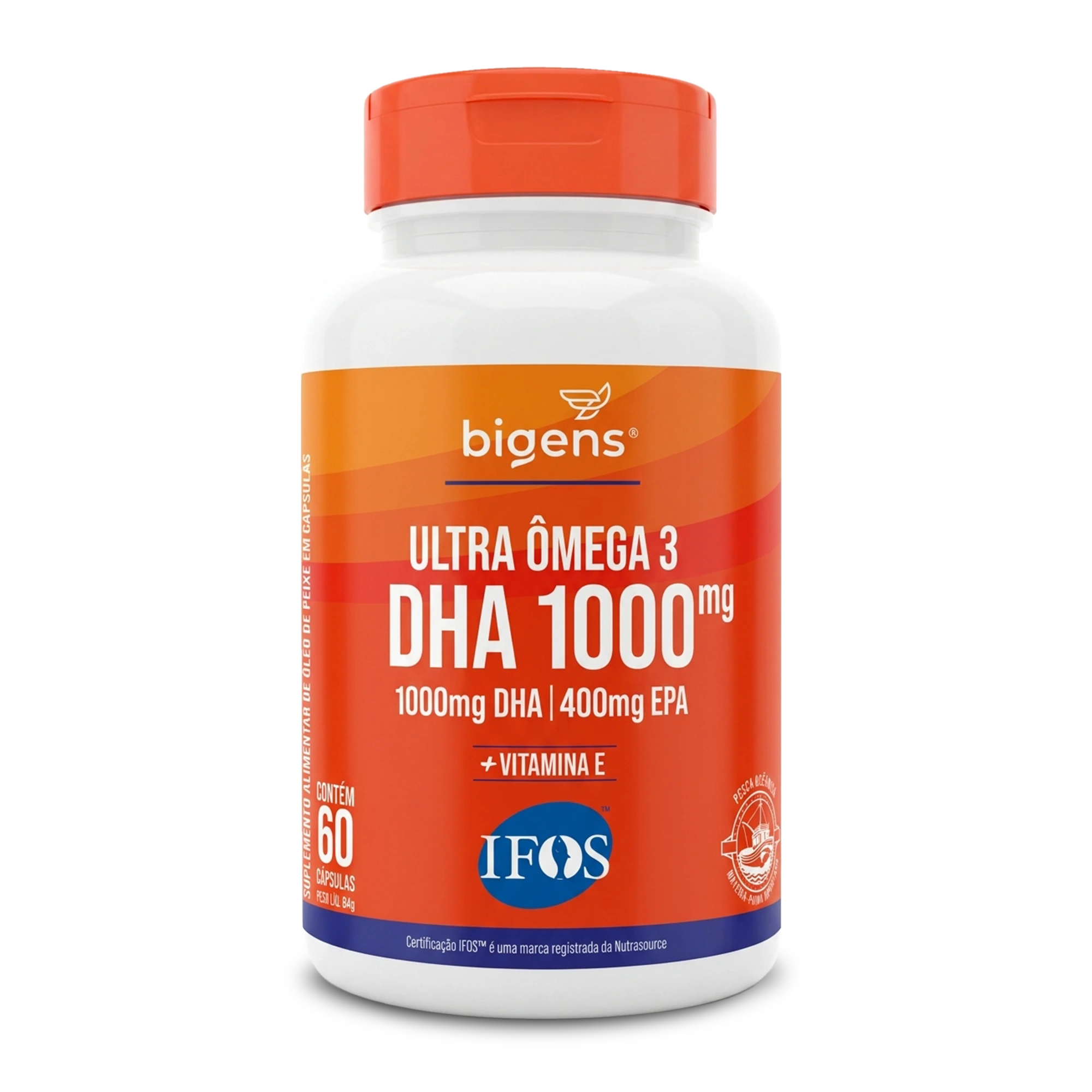 Ultra Ômega 3 | EPA 400mg DHA 1000mg + Vitamina E 60 Cápsulas - Bigens