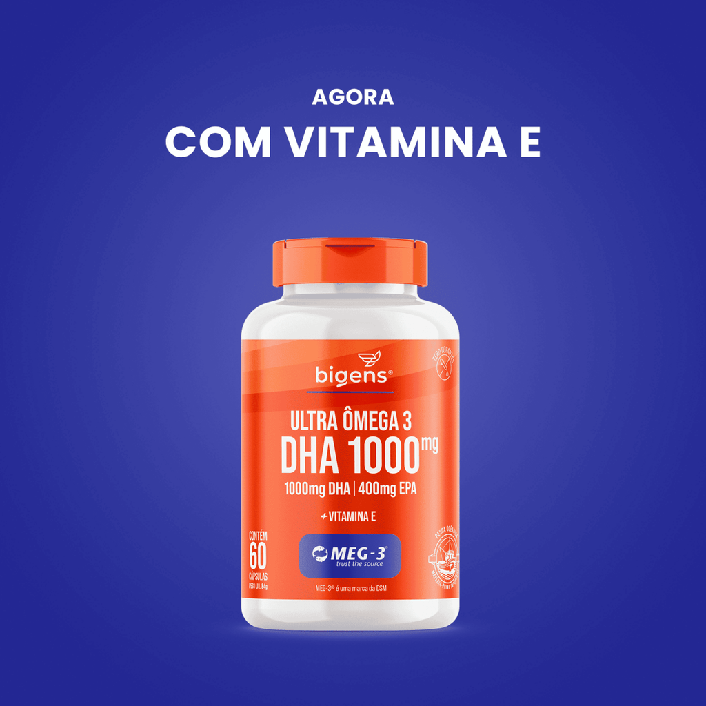 Ultra Ômega 3 | EPA 400mg DHA 1000mg + Vitamina E 60 Cápsulas - Bigens