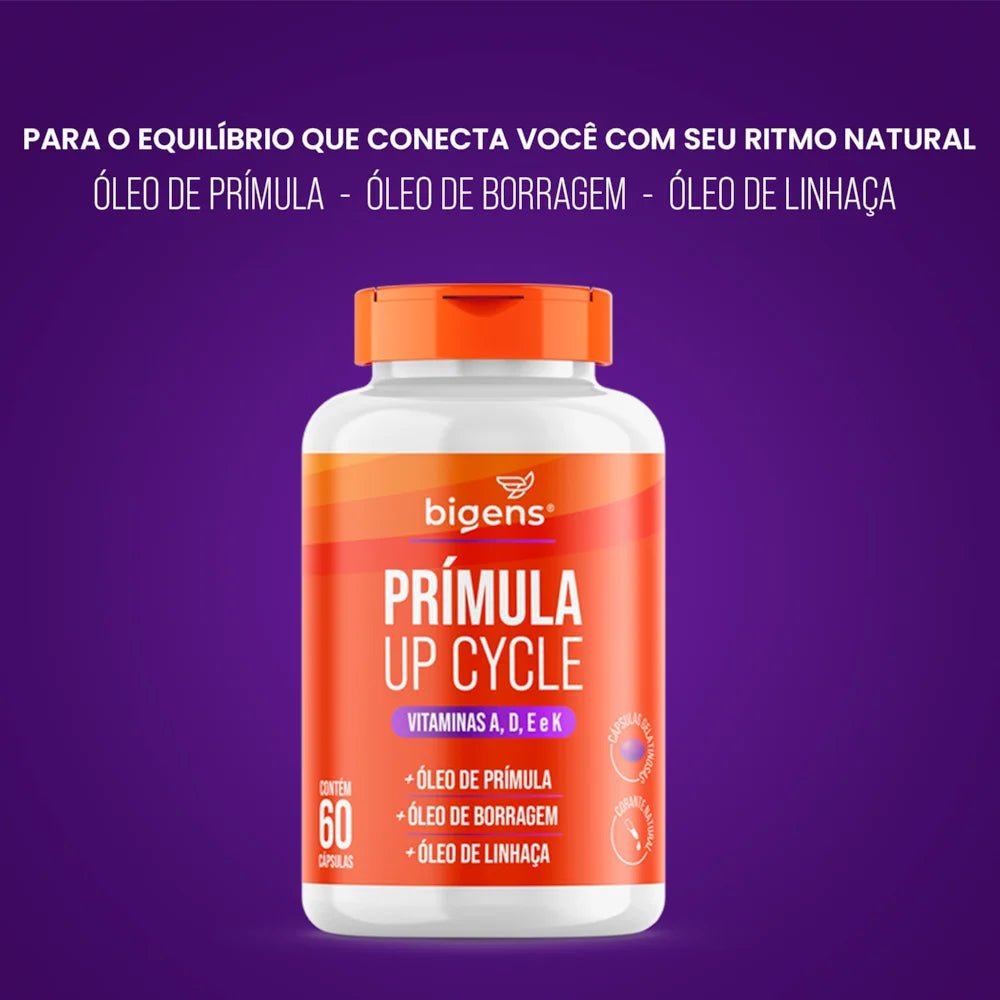 Up Cycle Prímula, Borragem, Linhaça, Vitaminas A, D, E e K 60 Cápsulas - Bigens