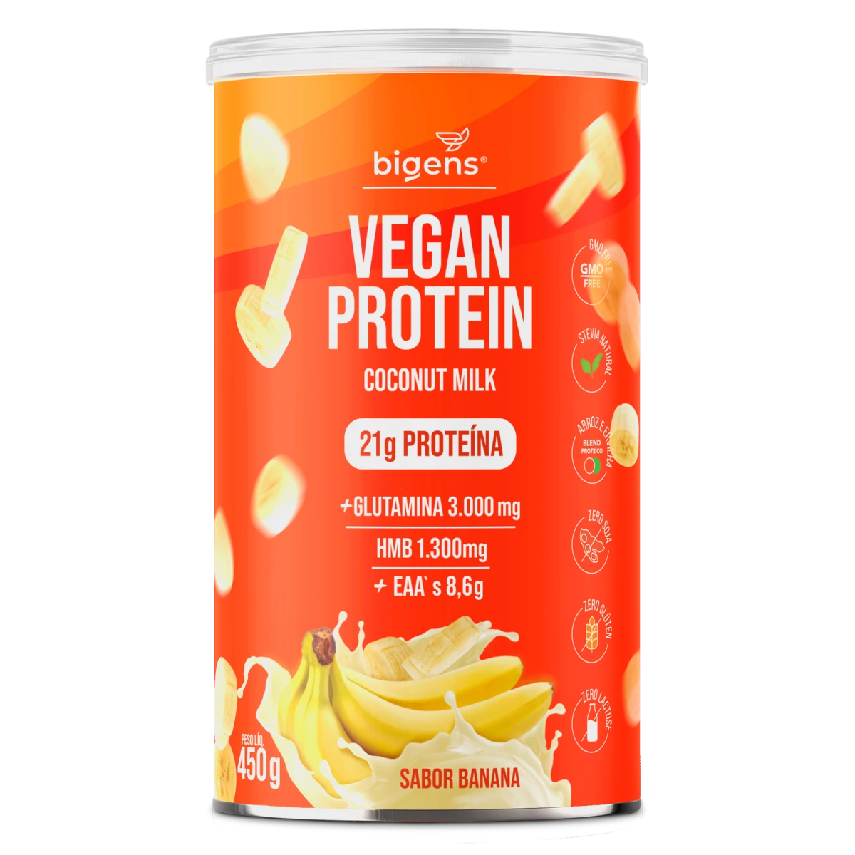 Vegan Protein Banana 21g Proteína Vegana 450g - Proteína - Bigens
