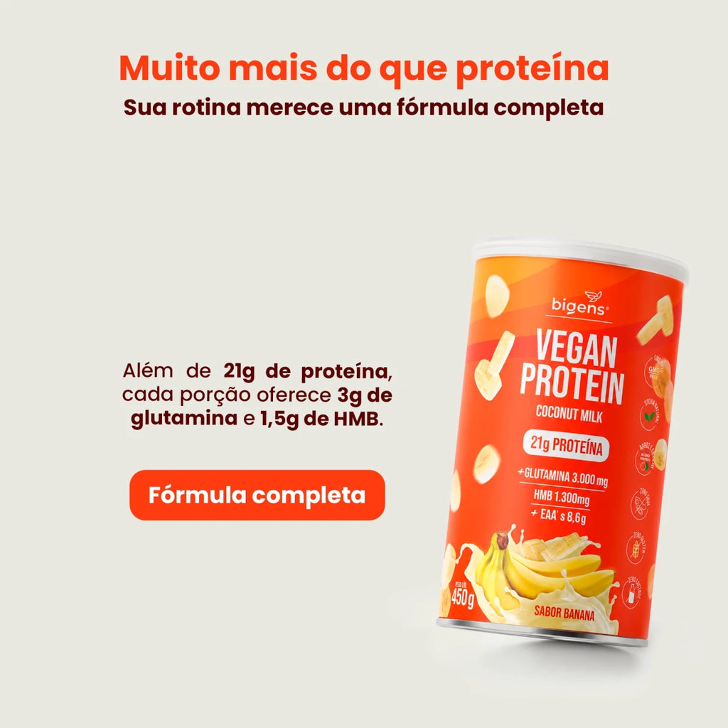 Vegan Protein Banana 21g Proteína Vegana 450g - Proteína - Bigens