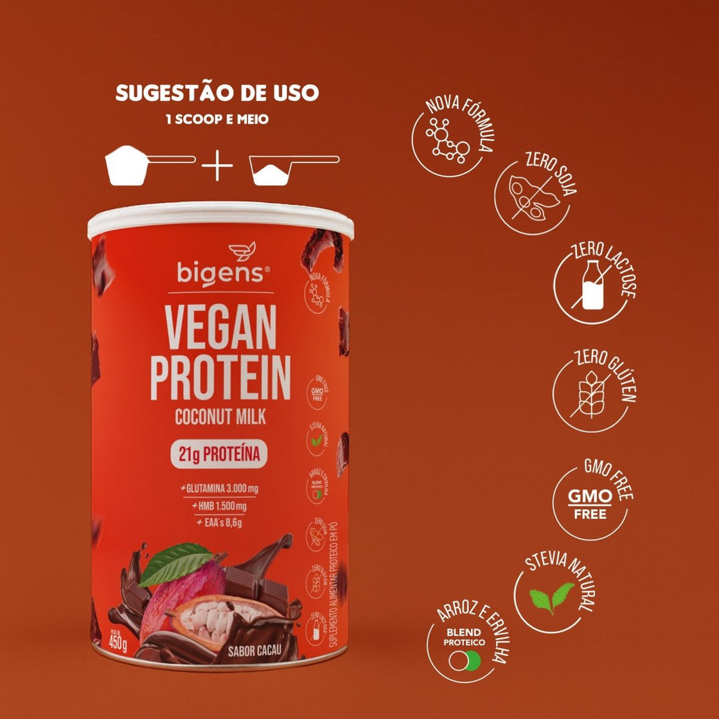 Vegan Protein Cacau | 21g de Proteína 450g - Bigens
