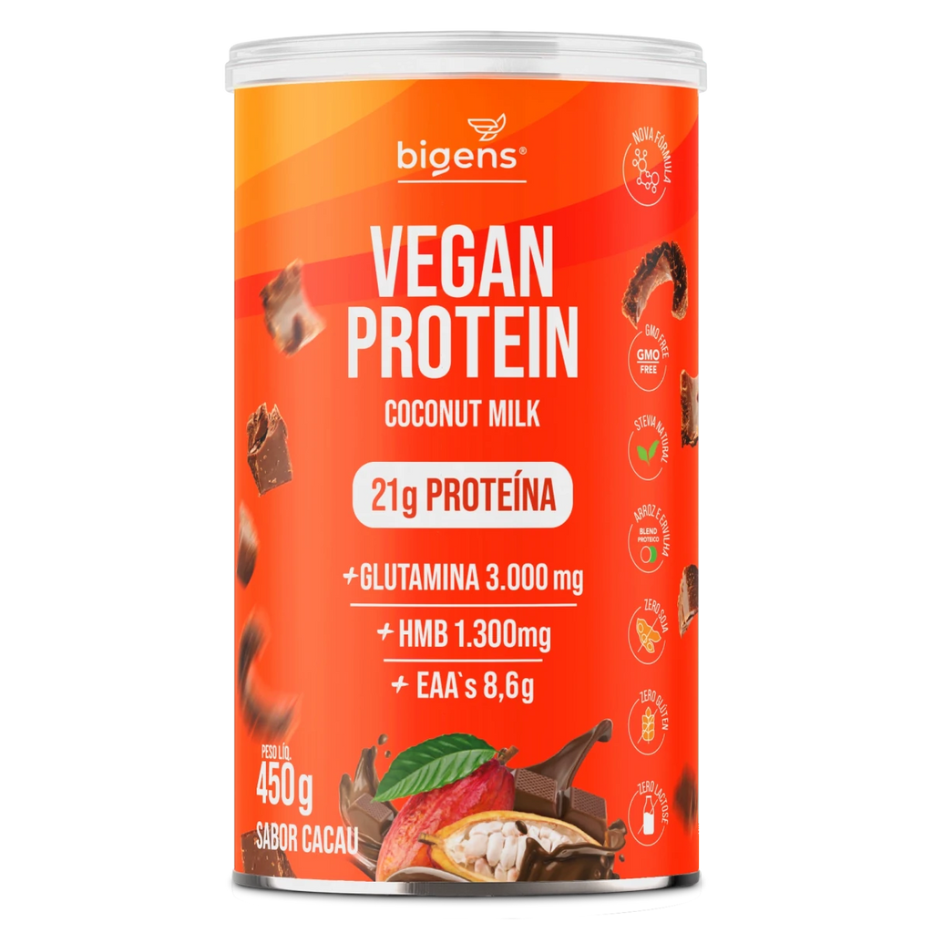 Vegan Protein Cacau 21g Proteína Vegana 450g - Proteína - Bigens