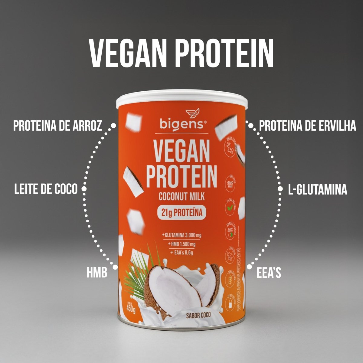 Vegan Protein Coco | 21g de Proteína 450g - Bigens