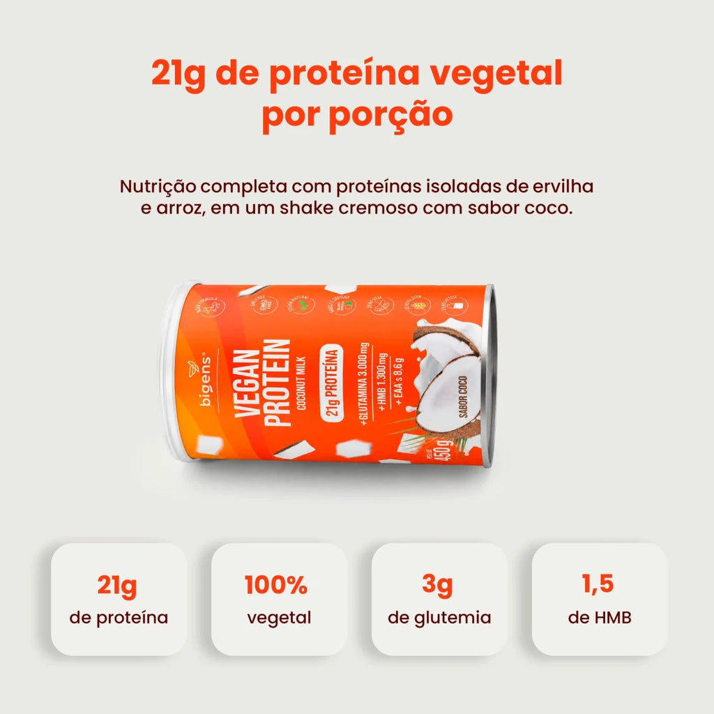 Vegan Protein Coco 21g Proteína Vegana 450g - Proteína - Bigens