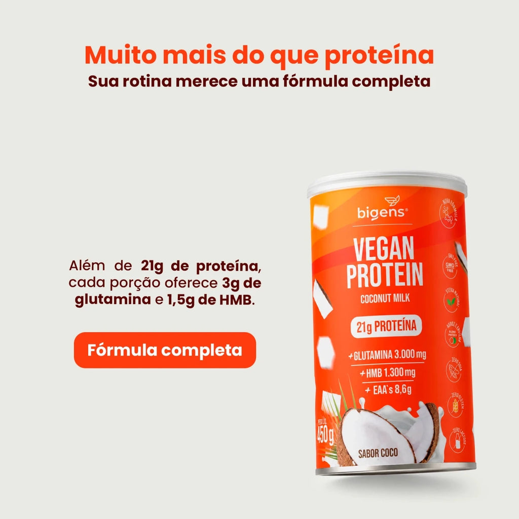 Vegan Protein Coco 21g Proteína Vegana 450g - Proteína - Bigens