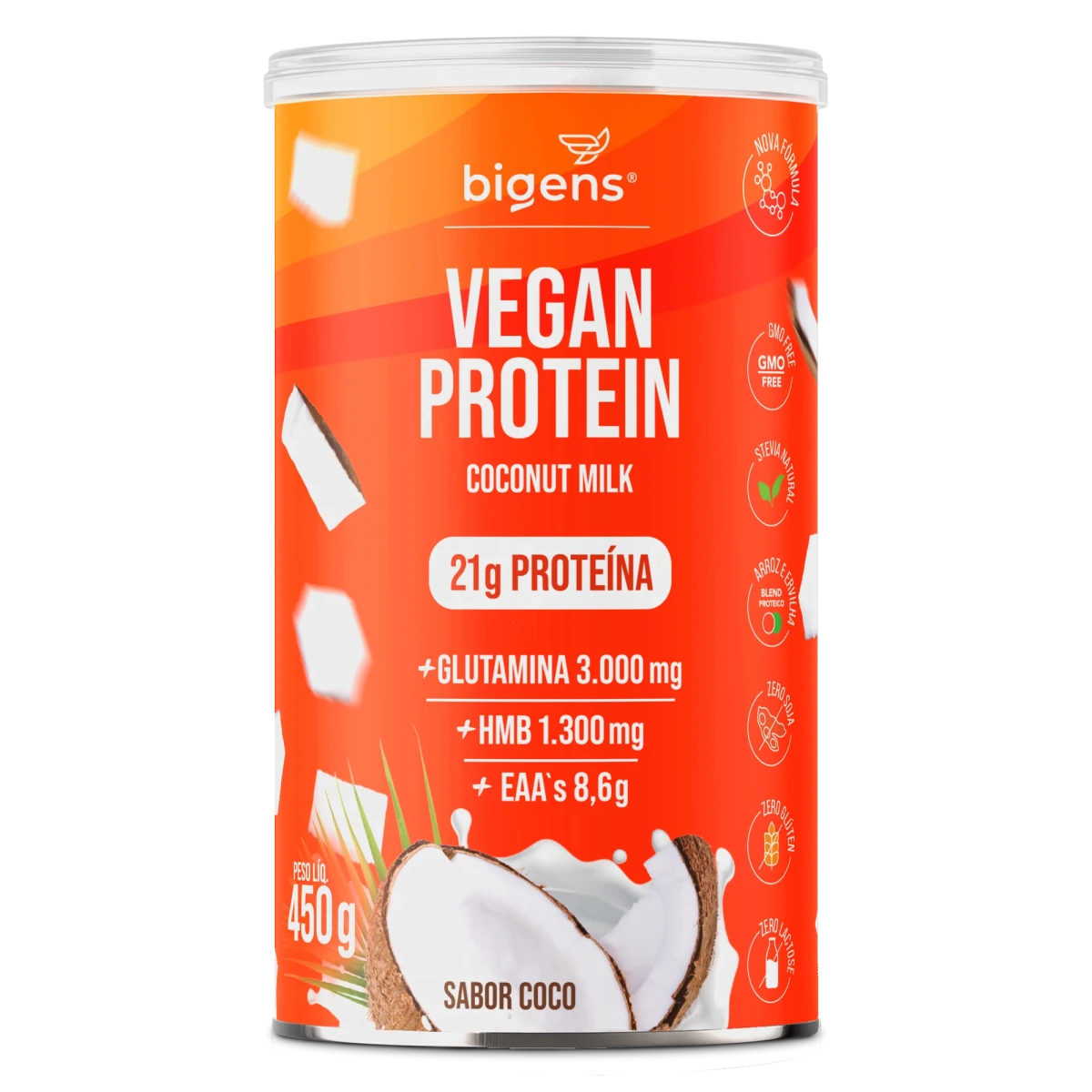 Vegan Protein Coco 21g Proteína Vegana 450g - Proteína - Bigens