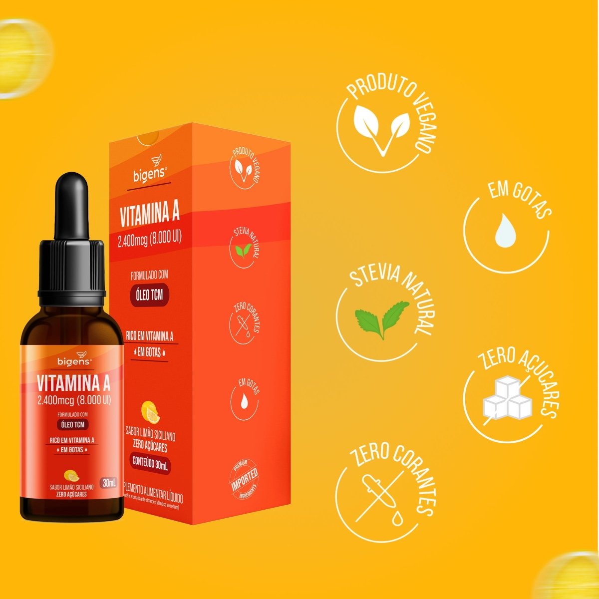 Vitamina A Líquido | Oléo TCM 30ml - Bigens