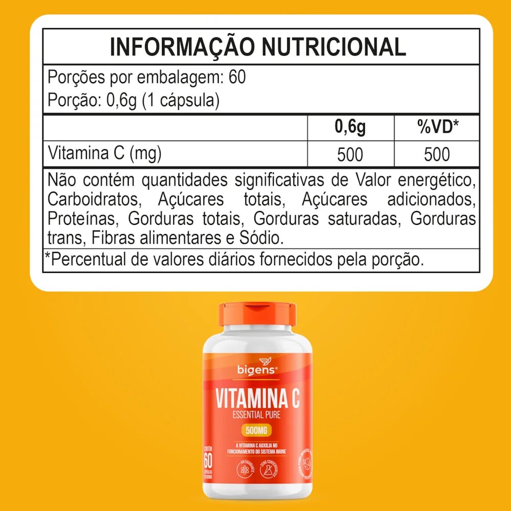 Vitamina C | Essential pure 500mg 60 Cápsulas - Bigens