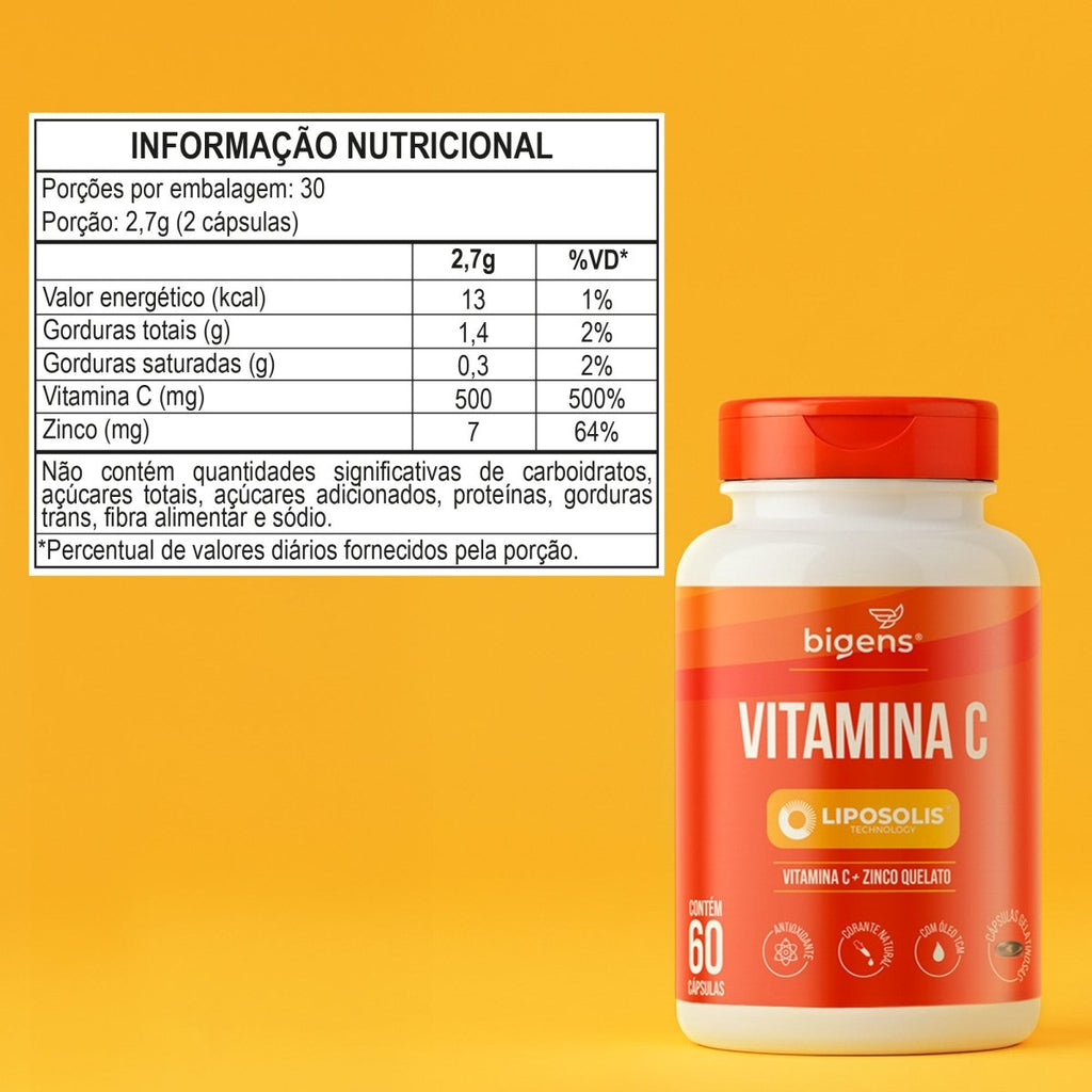 Vitamina C Liposolis® | Vitamina C + Zinco 60 Cápsulas - Bigens
