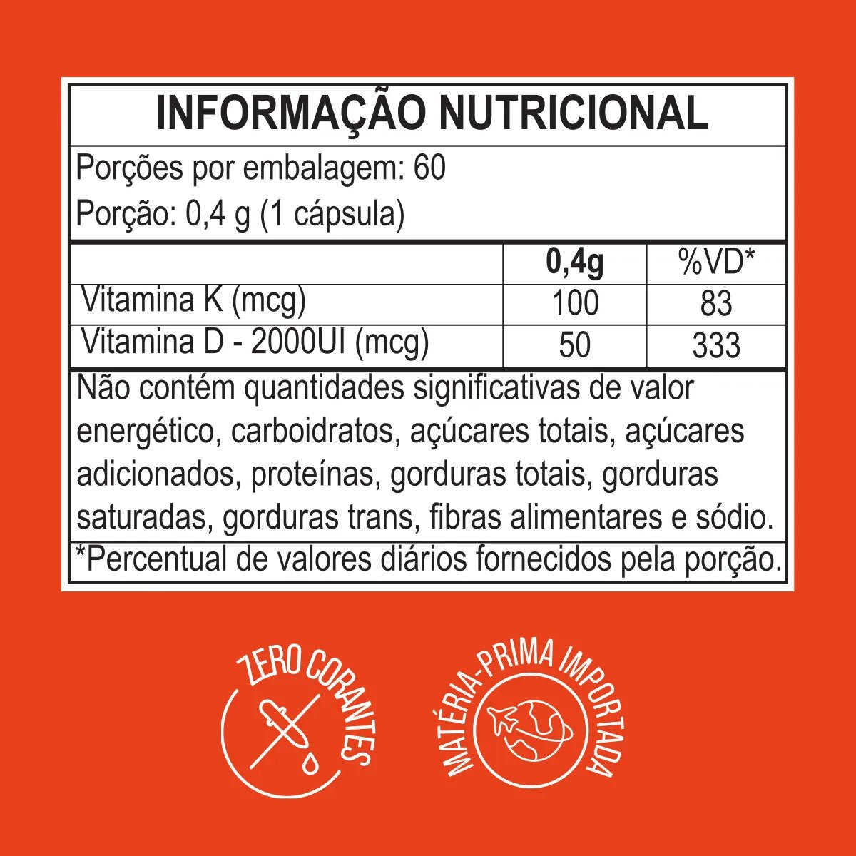 Vitamina D3 + K2 MK7 2000 UI 100mcg 60 ou 120 Cápsulas - Vitamina D - Bigens