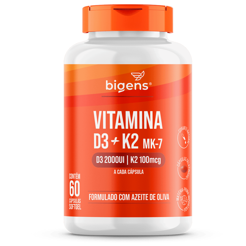 Vitamina D3 + K2 MK7 2000UI + 100mcg - Vitamina D - Bigens