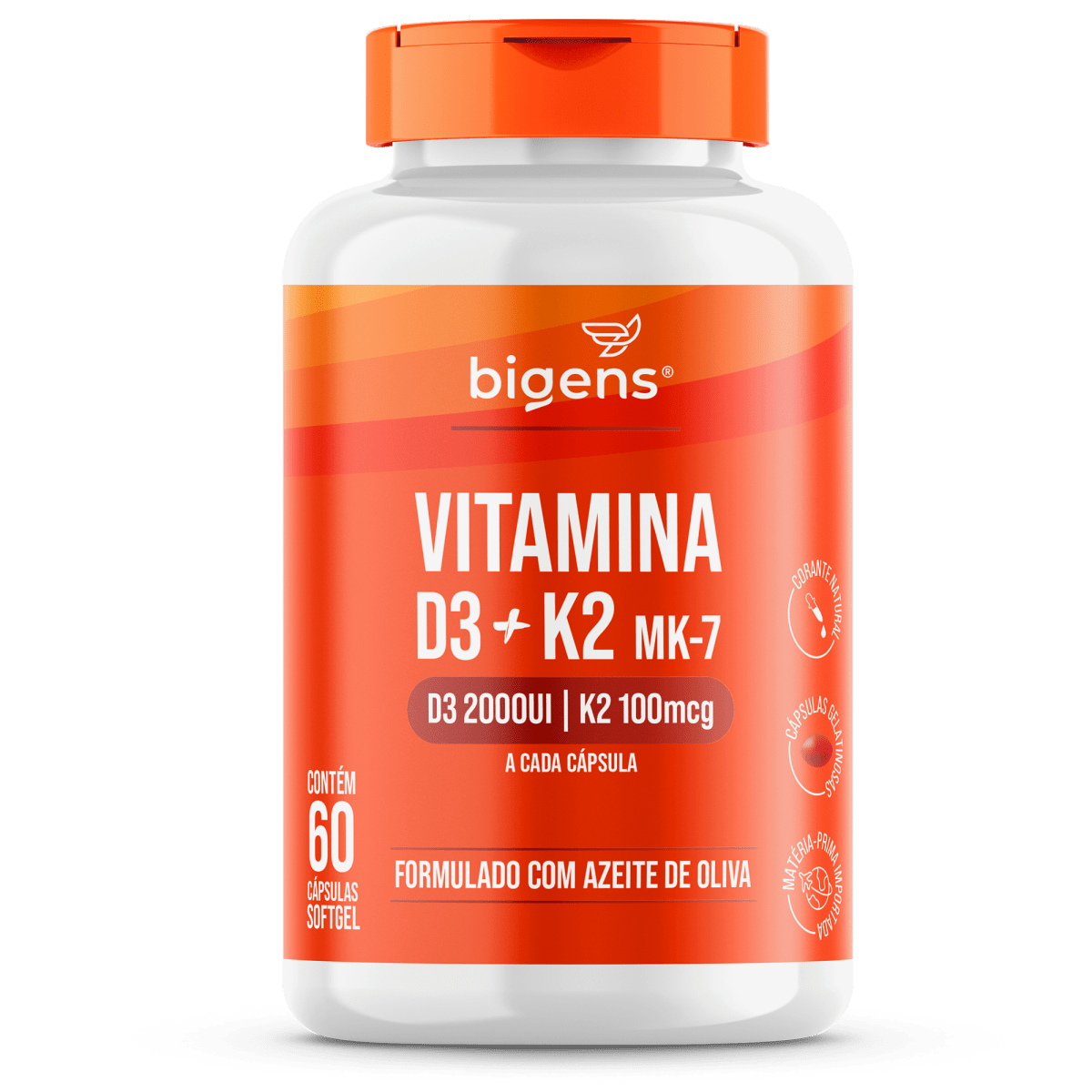 Vitamina D3 + K2 MK7 2000UI + 100mcg - Vitamina D - Bigens
