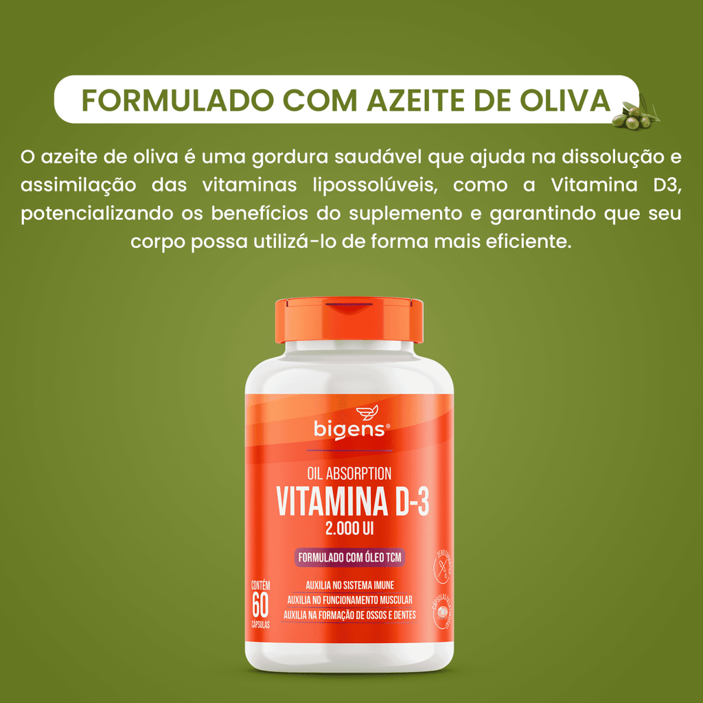 Vitamina D3 + K2 MK7 60 Cápsulas - Bigens