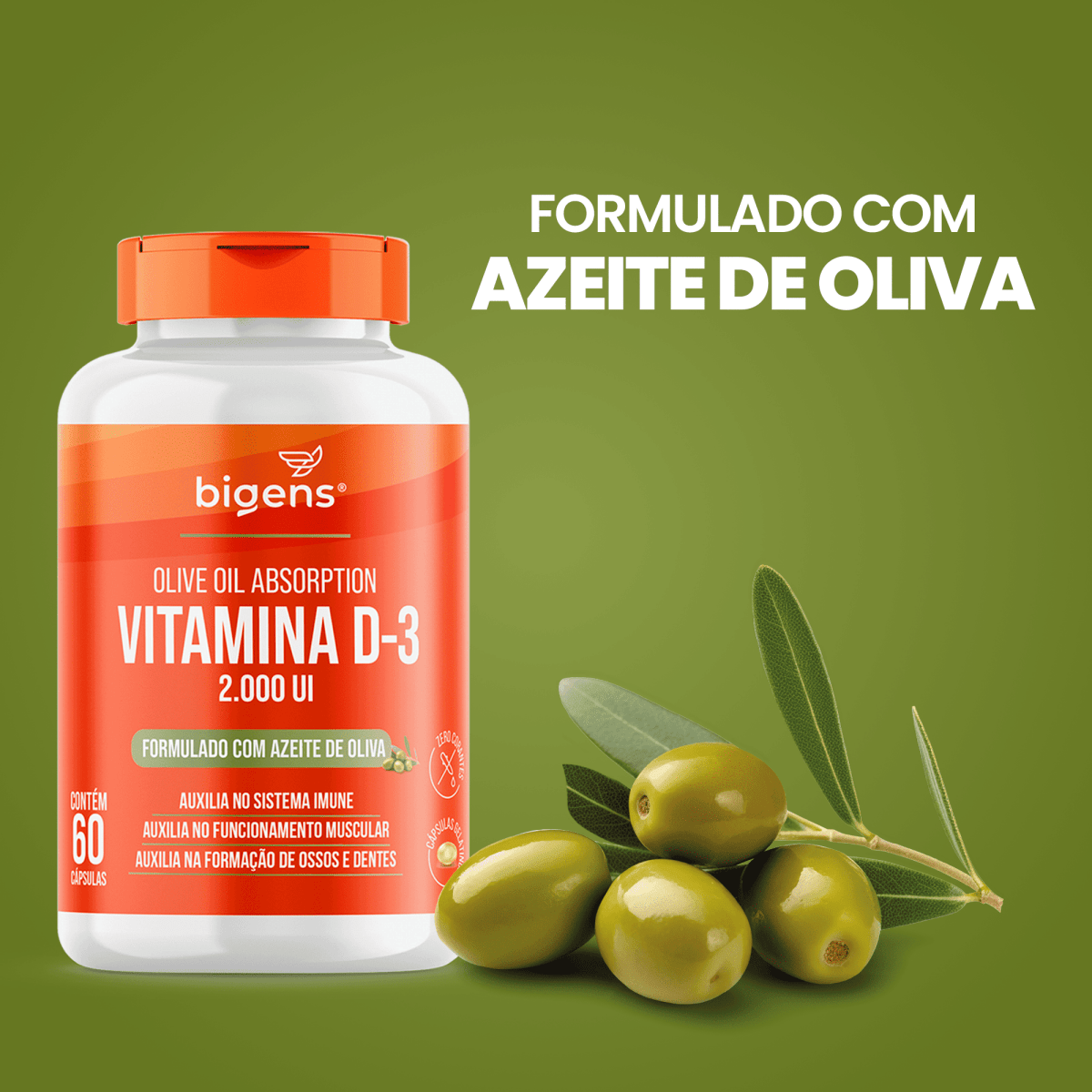 Vitamina D3 + K2 MK7 60 Cápsulas - Bigens