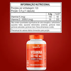 Vitamina D3 + K2 MK7 Cápsulas | 2000 UI 100 MCG 120 Cápsulas Softgel - Bigens