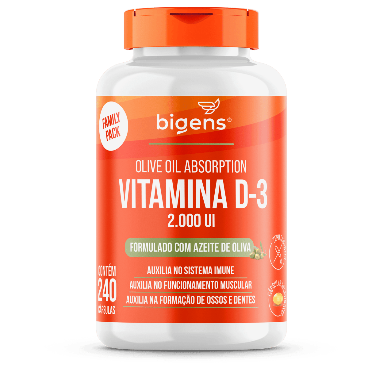 Vitamina D3 Oliva 60, 120 ou 240 Cápsulas - Bigens