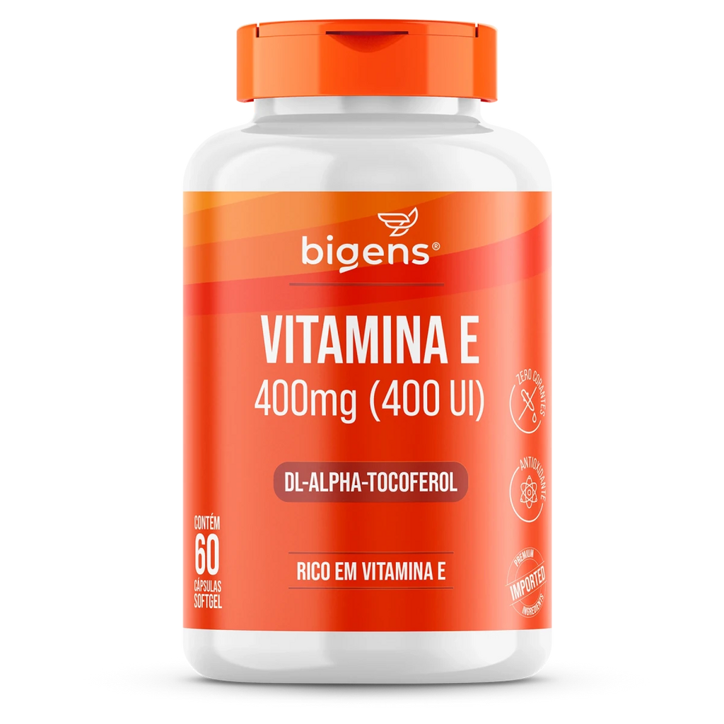Vitamina E | 400mg (400 UI) DL - alpha - Tocoferol 60 Cápsulas Softgel - Bigens