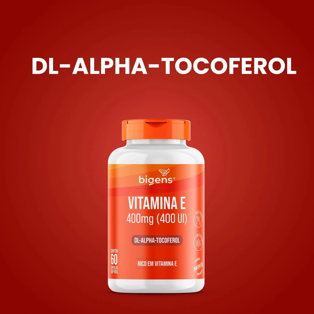 Vitamina E 400mg (400UI) DL-alfa-Tocoferol 60 Cápsulas Softgel - Vitaminas Isoladas - Bigens