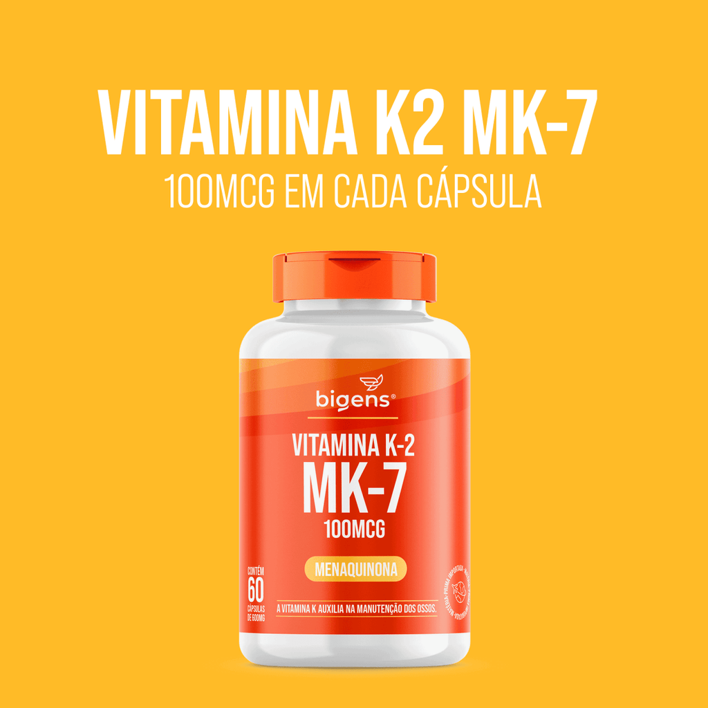 Vitamina K2 MK - 7 | Menaquinona 100MCG 60 Cápsulas - Bigens