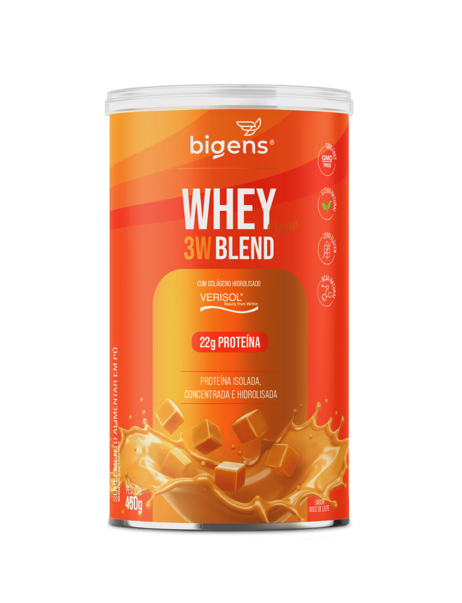 Whey 3W Blend Clean | Sabor Doce de Leite 22g de Proteína 450g - Bigens